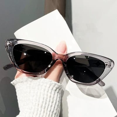 Vintage cat-eye zonnebril voor dames, vintage zonnebril met klein montuur voor heren, luxe design outdoorbril, UV400 black
