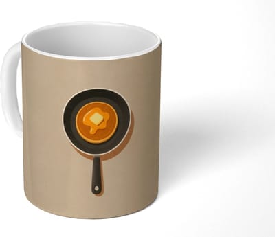 Mok - Koffiemok - Pannenkoek - Koekenpan - Boter - Minimalistisch - Mokken - 350 ML - Beker - Koffiemokken - Theemok
