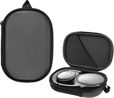Koptelefoon Case - Harde Beschermhoes - Hardcase voor QC15/QC35/QC25/QC45/QC45SE/QC SE - Voor de meeste merken/Bluetooth/HIFI/bedrade hoofdtelefoon/Gaming - Draagtas voor Draadloze Noise-Canceling Koptelefoon met Kabelopslag - 21.5x14.5x4.5cm