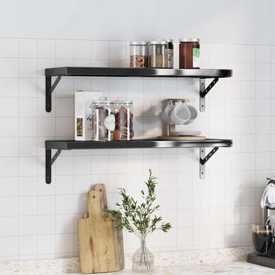 vidaXL - Wandschappen - 2 - st - 75x23,5 - cm - roestvrijstaal - zwart