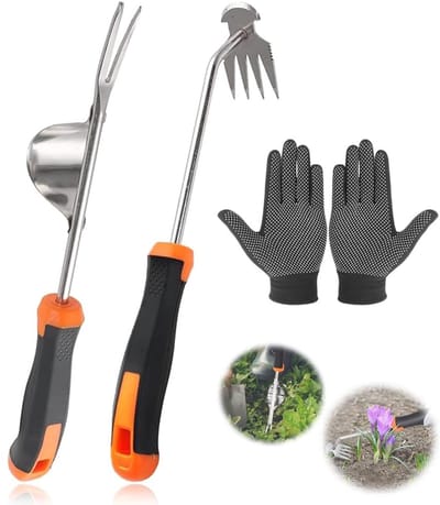Dailygoods- Onkruidstekers 2 Stuks - Handmatig Tuingereedschap - Multifunctionele Wiedtrekker - Lange Handgreep - Hoogwaardig Mangaanstaal - Slijtagebestendig - Onkruidverwijderaar