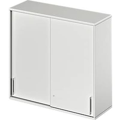 Schäfer Shop Genius Opzetkast met schuifdeuren TETRIS WOOD, 3 ordnerhoogten, B 1200 mm, lichtgrijs