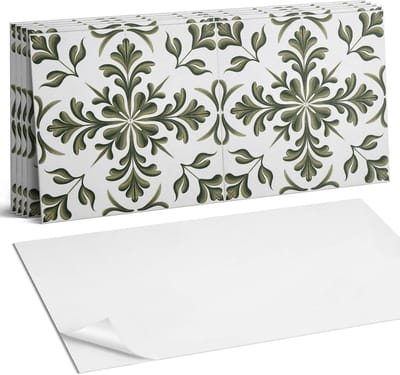 Coloray Plaktegels - Plantenpatroon op de achtergrond Wandtegel Zelfklevend - 60 cm x 30 cm - Groente Plaktegels - 6 stuks - Rechthoek PVC Tegels - Plaktegels Keuken - Zelfklevende Vloertegels Badkamer - Vinyl Tegels Zelfklevend - Portugese Tegels