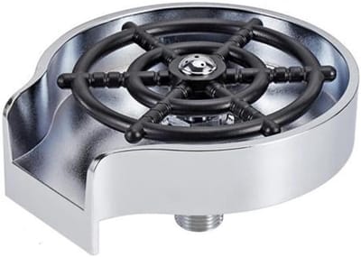 Glazen Spoeler - Keuken Accessoire - Snel Glazen Wassen - Automatische Watersproeier - 14 cm Breed - Zilver