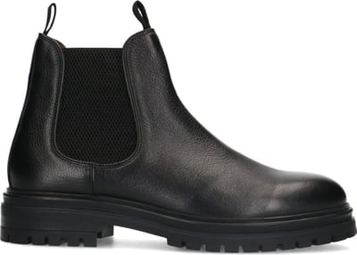 Manfield - Heren - Zwarte leren chelsea boots - Maat 42