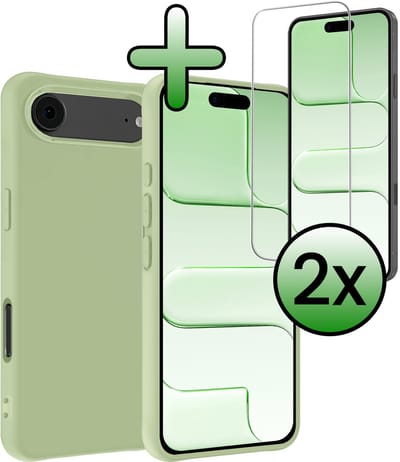 Hoesje Met 2x Screenprotector - Geschikt voor Apple iPhone Air - Sterk & Shockproof - Back Cover - Siliconen Case - Telefoon Hoes - Groen