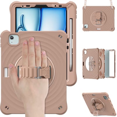 Rixus RXTC08 Anti Shock Case For Apple iPad Air 13 inch (2024, 2025, 2026), iPad Pro 12.9 inch (2018, 2020, 2021, 2022) Latte