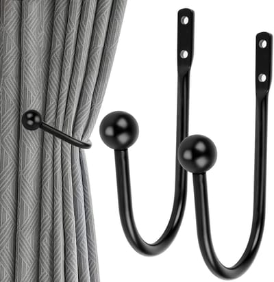Dailygoods- Gordijnhouder U-vorm - Metalen Gordijnhouders - Wandbevestiging - 2 Stuks - Aluminiumlegering - Corrosiebestendig en Duurzaam - Gordijnhaak