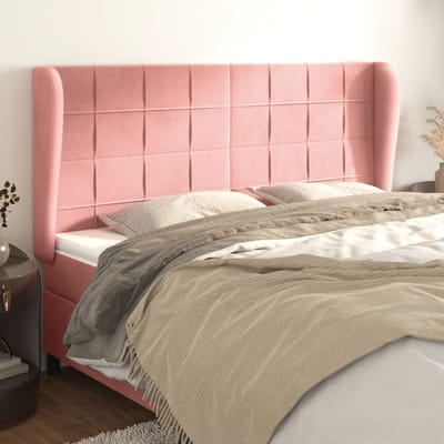 vidaXL - Hoofdbord - met - randen - 183x23x118/128 - cm - fluweel - roze