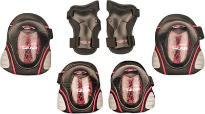 Nijdam Beschermset Deluxe - Junior - Zwart/Zilvergrijs/Roze - S