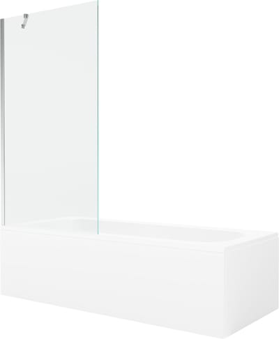 Mexen Vega rechthoekig bad 150 x 70 met ombouw en éénvleugelige scherm 90 , transparant, chroom - 550115070X9509000001