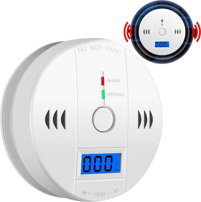 Koolmonoxidemelder Alarm, Batterijgevoed, CO Alarm met Geluid en Licht Waarschuwing, Geschikt voor Kelder Keuken Reizen Thuiskantoor Slaapkamer Woonkamer