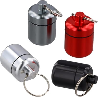 Compacte Waterdichte Pillendoos Sleutelhanger - 4 Stuks Mini Tabletbox voor Reizen, Medicijnen en Supplementen