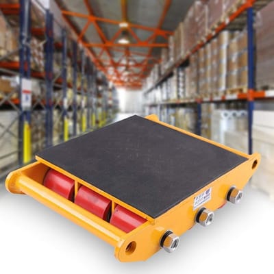 15T/33000LBS Transport Chassis voor Zware Lading, Steerbare Transportwielen voor Meubels en Machines, Gele Industriële Wielen