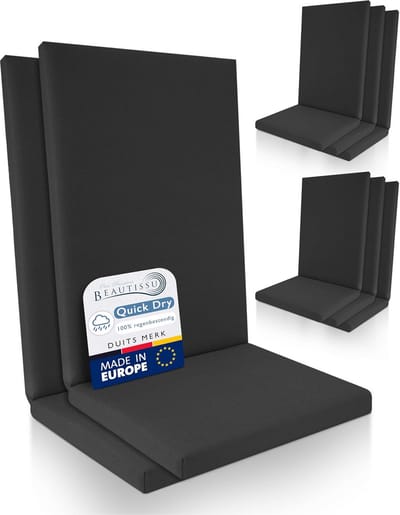Set van 8 Universele Tuinstoelkussens Hoge Rugleuning 120x50cm - 100% Waterdicht & UV Bestendig