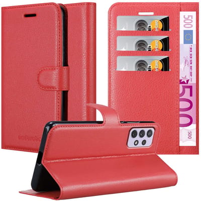 Cadorabo Hoesje geschikt voor Samsung Galaxy A73 5G in KARMIJN ROOD - Beschermhoes met magnetische sluiting, standfunctie en kaartvakje Book Case Cover Etui