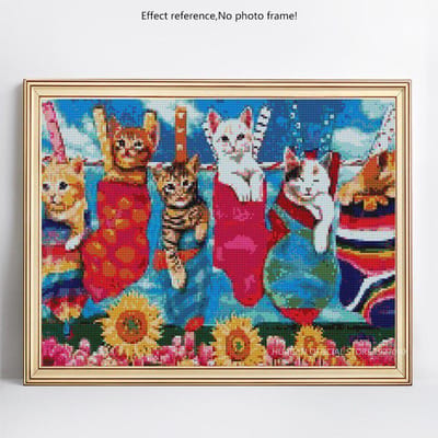 Point de croix mosaïque chat 5D bricolage peinture diamant rond strass diamant broderie 20X30CM