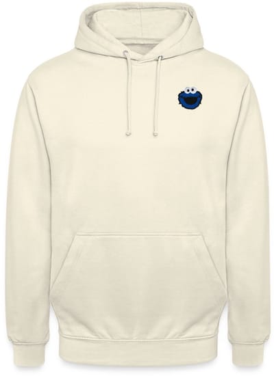 Sesamstraat Koekiemonster Borduurwerk Borstafdruk Hoodie Unisex
