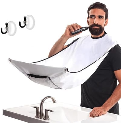 Baardschort - 2 Stuks - Scheerschort - Baard schort - Beard Cape - Inclusief Zuignappen - Valentijn Cadeau - Baard accessoires - Beard Bib - Baardverzorging - Scheer Cape - Scheren - Shaving - Trimmen - Wit
