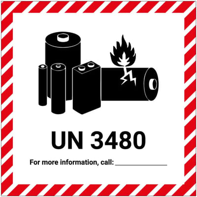 UN 3480 batterij sticker | 25 x 25 cm