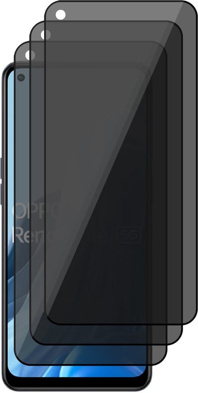 Privacy Screenprotector geschikt voor Oppo Reno 8 Lite - 3x Volledig Dekkend Glas Screen Protector