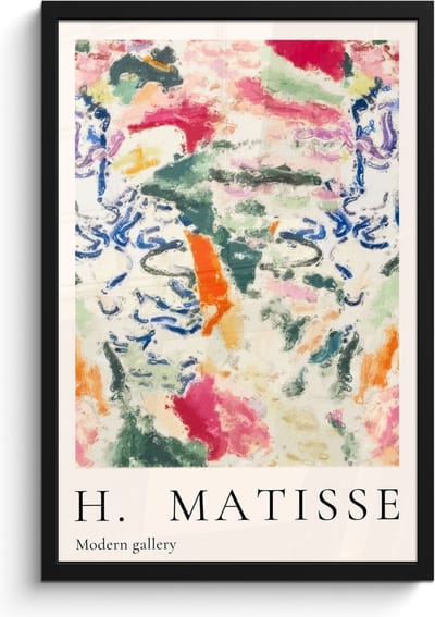 Poster in lijst - Fotolijst 40x60 cm - Posters - Matisse - Kunst - Kleurrijk - Abstract - Posterlijst zwart - Decoratie - Wanddecoratie woonkamer - Muurdecoratie slaapkamer