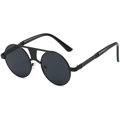 Lunettes de Soleil Rondes Vintage Tendance Lunettes de Soleil de Luxe Rétro Double Pont pour Hommes Femmes Lunettes Solaires Décontractées