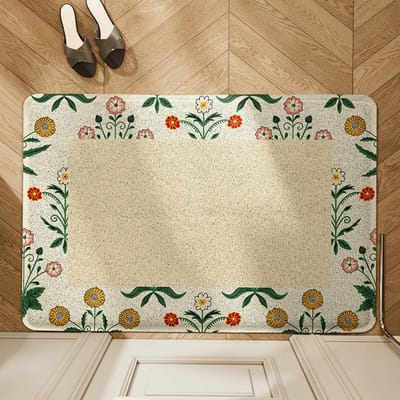 Nordic Flower PVC Huis Vloermat Entree Deur Vuilbestendig Hoge Veerkracht Draadring Entree Zand Stof Verwijderingsmat 60 * 90cm (edge pressing)