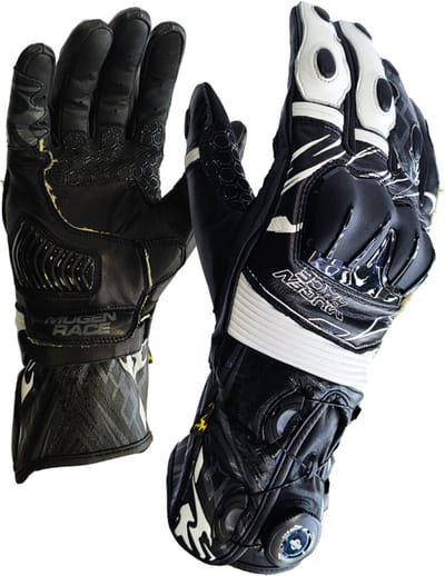 MUGENRACE Cowy Zwart Witte Handschoenen - Handschoen