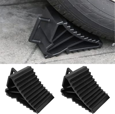 2 stuks wielwiggen met handgreep voor aanhangers - remhouder kunststof wig met handvat voor auto, caravan, camper .