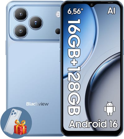 Blackview WAVE 7C Smartphone - 4G AI - DUAL SIM - 16GB RAM - 128GB ROM - Android 16 Telefoon - 6,56 inch - 5000mAh - GPS - Blauw