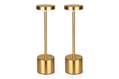 Tafellamp Set van 2 – Oplaadbaar & Dimbaar – Goud - Metaal – Draadloos – 3 Lichtstanden (Warm/Wit) – LED Tafellampen