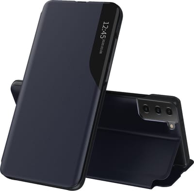 Hoesje geschikt voor Samsung Galaxy S21 FE - Techsuit eFold Book Case - Donkerblauw