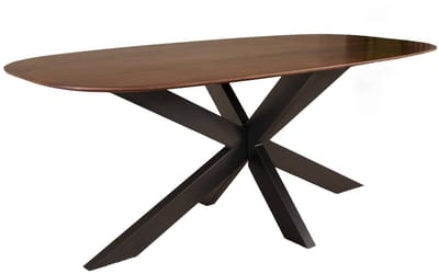 Eettafel deens ovaal mangohout 200cm Austin bruin ovale tafel duurzaam mango eetkamertafel