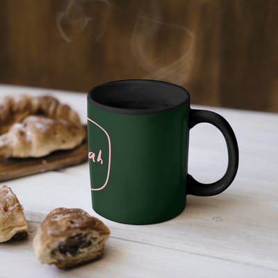 Magische Mok - Foto op Warmte Mokken - Koffiemok - Tekstwolkje - Donkergroen - BLAH BLAH BLAH - Magic Mok - Beker - 350 ML - Theemok - Mok met Tekst