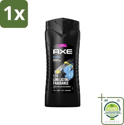 1 x Axe XL - 3-in-1 Douchegel - Alaska - Ocean Air & Bergamot - 12hrs Long Lasting Scent - 400 ml - Douchegel - Axe Alaska - Oceaanlucht - Bergamot - 3-in-1