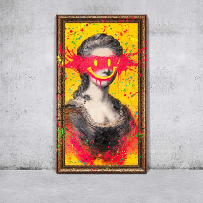 Canvas schilderij groot handgeschilderd Madame portret glamour Parijs – YS-Art Gallery – Glamoureuze wanddecoratie voor woonkamer – Modern schilderij voor slaapkamer en hal