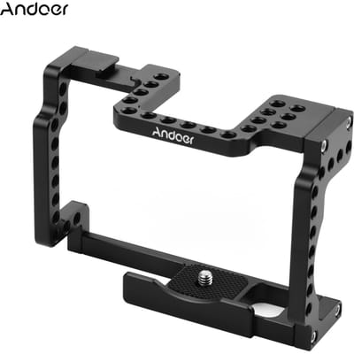 Cage de caméra en alliage d'aluminium avec sabot froid, filetage 1/4, Compatible avec Canon M50 noir
