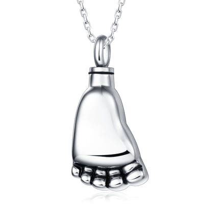 Quiges - RVS - Ashanger - Urn - Kinder - Voetjes - Met - Verstelbare - Ketting - 46 - 52cm - Asketting - As - sieraad - SLSA023