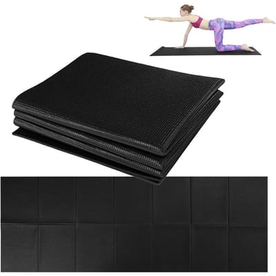 Opvouwbare Yogamat   Draagbare Reis Pilates Mat Voor Fitness Oefeningen Yoga Vloer Workouts Afvallen Meditatie zwart