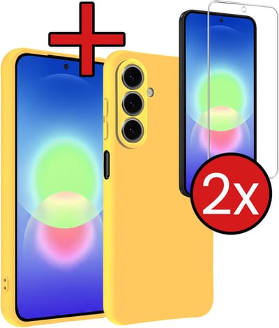 Hoesje - Met 2x Screenprotector - Geschikt voor Samsung Galaxy A27 - Sterk & Shockproof - Telefoon Hoes - Back Cover - Siliconen Case - Telefoonhoes - Geel