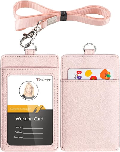 Kaarthouder Nekband - Kaart Etui - Veilig Identificeren - Twee Kaarten - 71 x 114 cm - Licht Roze
