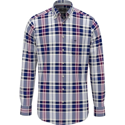 Fynch Hatton - Lange mouw overhemd - Heren - M - Blauw - Katoen - 1512-8110