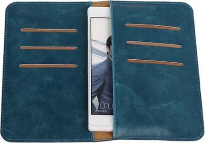Blauw Pull-up Medium Pu portemonnee wallet voor Huawei
