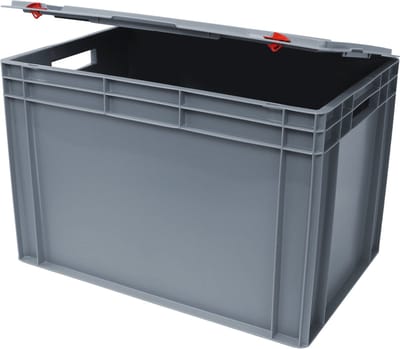 Alpac Stapelbak met deksel - Opbergbak met deksel - 600 x 400 x 415 mm - 76L - Grijs