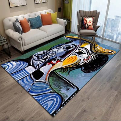 15 Tailles Peinture Abstraite Picasso Tapis Artistiques pour Chambre Tapis de Sol Salon Décoration Intérieure Tapis Doux en Flanelle Tapis de Zone Cadeau 40x60cm (16x24in)