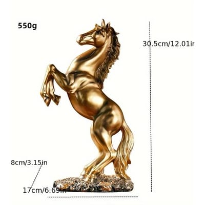 Statue de cheval en résine dorée, blanche et noire, ornements abstraits nordiques pour Figurines pour Sculpture intérieure, décoration de la maison brown