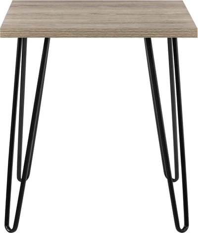 Owen Vierkante Bijzettafel - Rustic Oak Look met Metalen Hairpin Poten