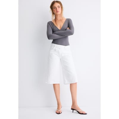 Stradivarius Body met V-hals en snit onder de borst  Donkergrijs XS