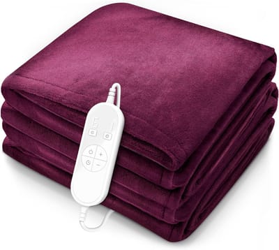 AMA® Elektrische Onderdeken - Warmte Deken - Elektrische Deken - 200 x 180cm x 1cm - Bordeaux